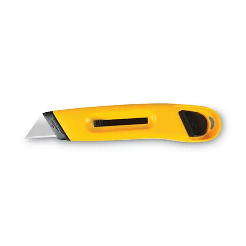 COSCO Plastic Utility Knife with Retractable Blade and Snap Closure, Yellow, 6" Plastic Handle