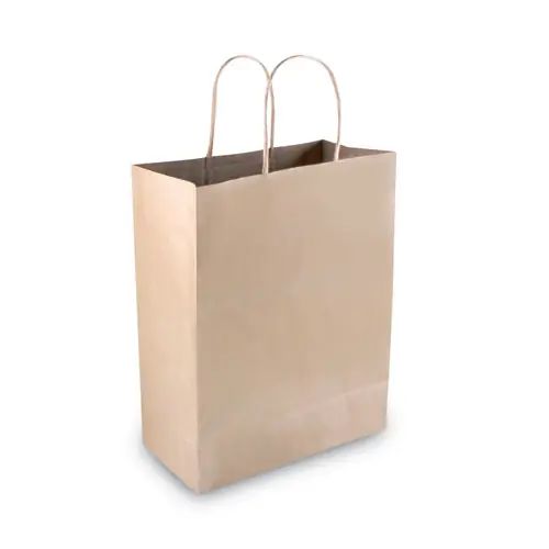 COSCO Premium Shopping Bag, Natural Twisted-Paper Handles, 10" x 4.5" x 13", Brown, 50/Box