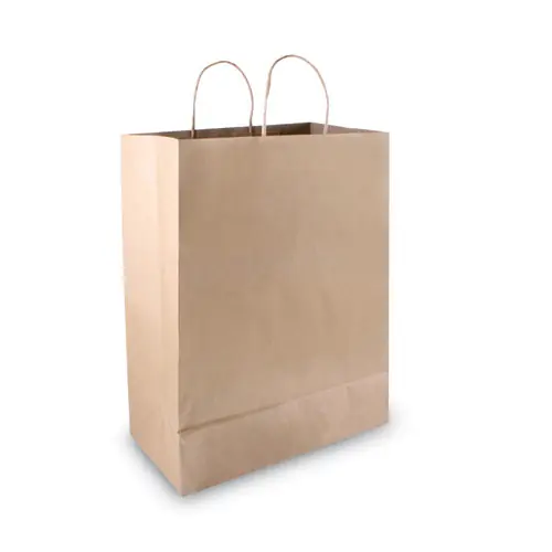 COSCO Premium Shopping Bag, Natural Twisted-Paper Handles, 12" x 6.5" x 17", Brown, 50/Box