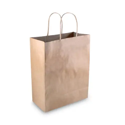 COSCO Premium Shopping Bag, Natural Twisted-Paper Handles, 8" x 4" x 10.25", Brown, 50/Box