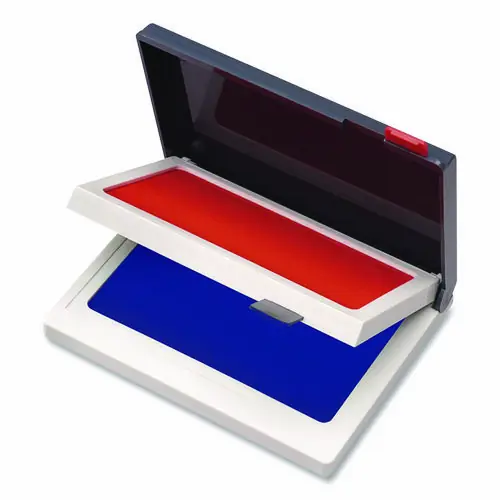 COSCO Two-Color Felt Stamp Pads, Blue/Red, 4.25" x 3.75"