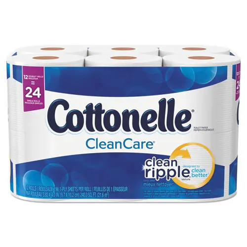 Cottonelle® Clean Care Bathroom Tissue, Septic Safe, 1-Ply, White, 12 Rolls/Pack