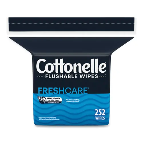 Cottonelle® Flushable Wet Wipes, Zip Pack Refill, White, 5 x 7.25, 252/Pack