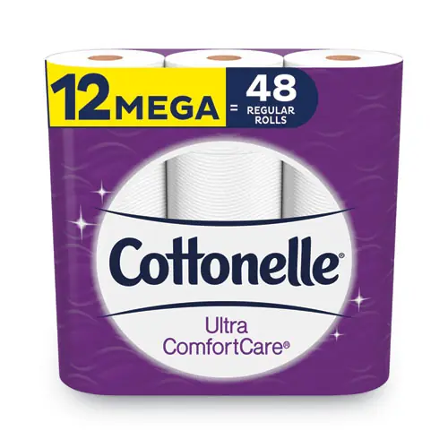 Cottonelle® Ultra ComfortCare Toilet Paper, 2-Ply, 284 Sheets per Roll, 12 Mega Rolls, White, Septic Safe