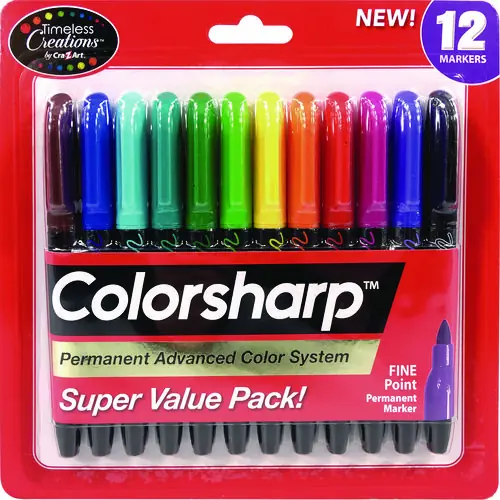 Cra-Z-Art® Colorsharp Permanent Markers, Fine Bullet Tip, Assorted Colors, 12/Set
