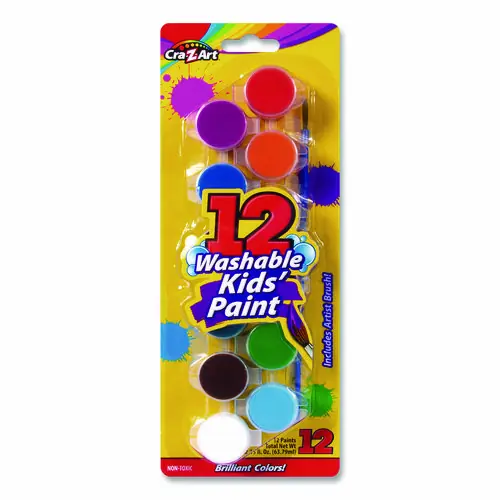 Cra-Z-Art® Washable Kids' Paint Set with Artist Brush, 12 Assorted Colors