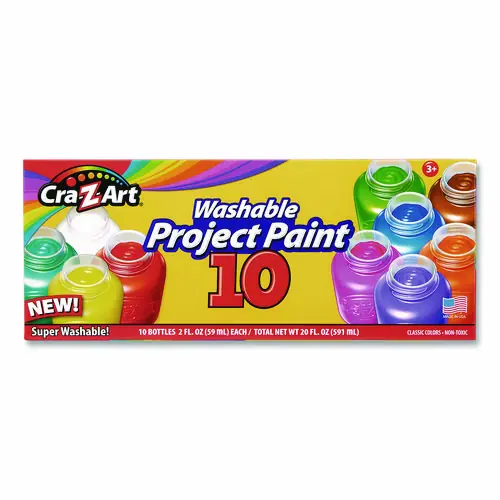Cra-Z-Art® Washable Project Paints, 10 Assorted Colors, 2 oz Bottles, 10/Pack