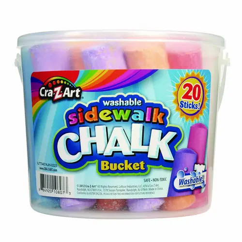 Cra-Z-Art® Washable Sidewalk Jumbo Chalk, 20 Assorted Colors, 12.63", with Storage Bucket