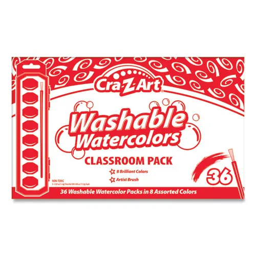 Cra-Z-Art® Washable Watercolor Classroom Pack, 8-Color Kits, 36 Kits/Box
