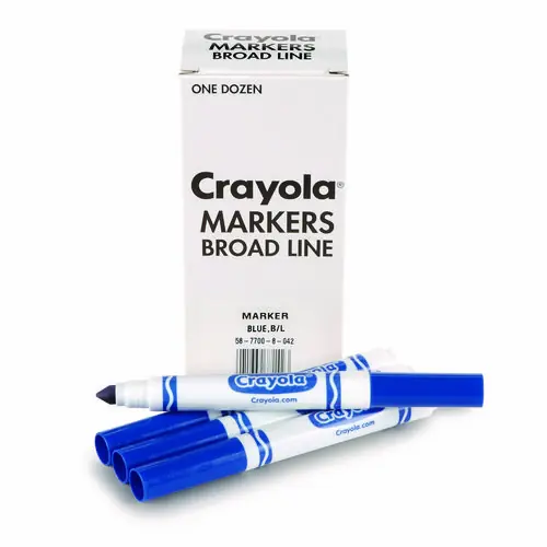 Crayola® Broad Line Washable Markers, Broad Bullet Tip, Blue, 12/Box