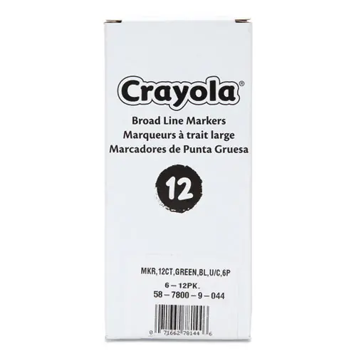 Crayola® Broad Line Washable Markers, Broad Bullet Tip, Green, 12/Box
