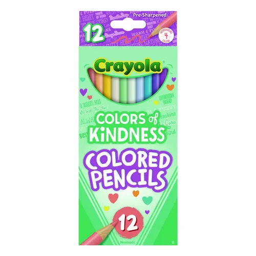 Crayola® Colors of Kindness Colored Pencils, Assorted Lead and Barrel Colors, 12/Box