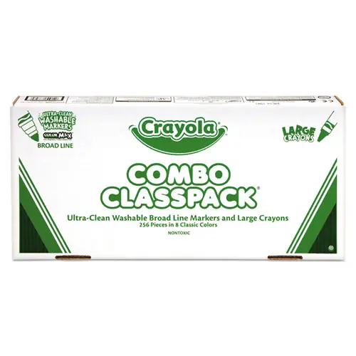 Crayola® Crayon and Ultra-Clean Washable Marker Classpack, 8 Colors, 256/Box