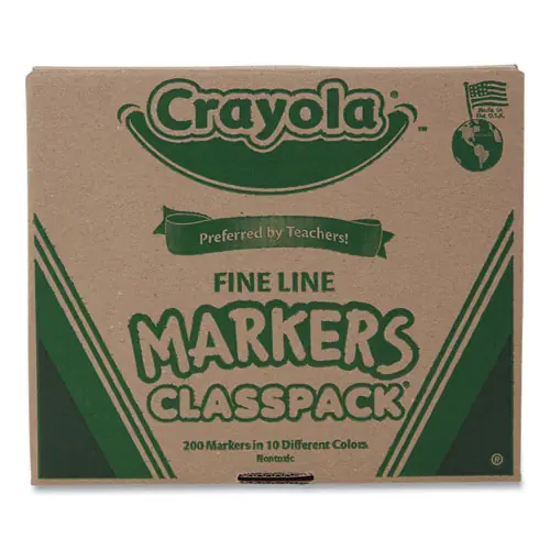 Crayola® Fine Line Classpack Non-Washable Markers, Fine Bullet Tip, Assorted Colors, 200/Box