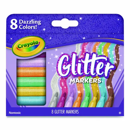Crayola® Glitter Markers, Medium Bullet Tip, Assorted Colors, 8/Set