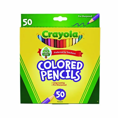 Crayola® Long-Length Colored Pencil Set, 50 Assorted Colors, 3.3 mm, 2B