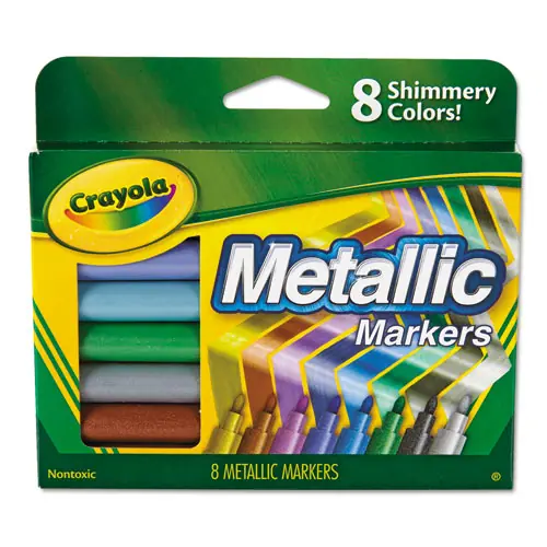 Crayola® Metallic Markers, Medium Bullet Tip, Assorted Colors, 8/Set