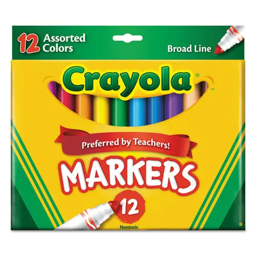 Crayola® Non-Washable Marker, Broad Bullet Tip, Assorted Classic Colors, Dozen