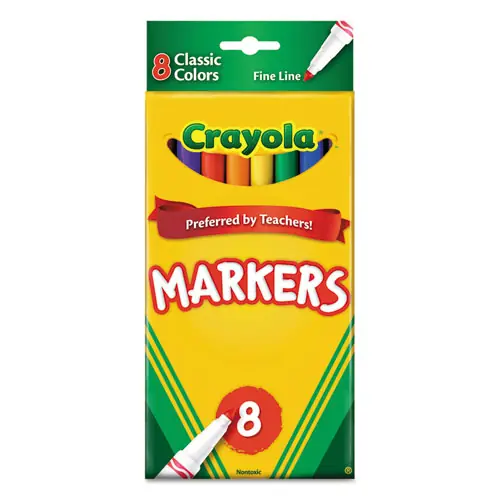Crayola® Non-Washable Marker, Fine Bullet Tip, Assorted Classic Colors, 8/Pack
