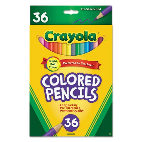 Crayola® Short-Length Colored Pencil Set, 36 Pack, 3.3 mm, 2B, Assorted Colors