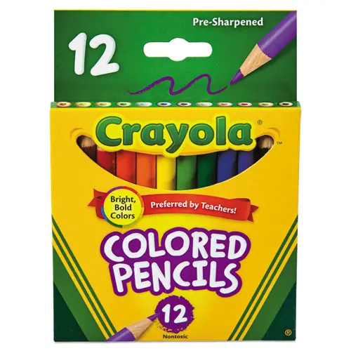Crayola® Short-Length Colored Pencil Set, Assorted Colors, Dozen