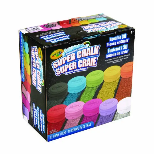 Crayola® Super Chalk, 10 Assorted Colors, 10 Pucks/Box