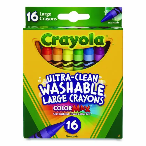 Crayola® Ultra-Clean Washable Crayons, Large, Assorted, 16/Box