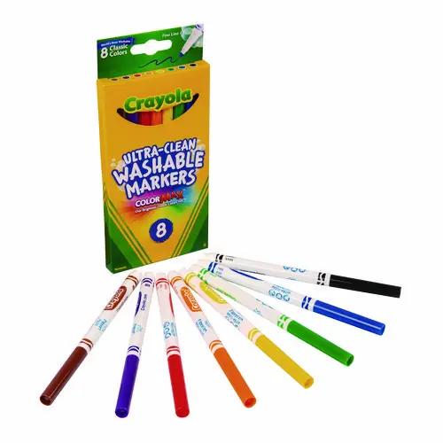 Crayola® Ultra-Clean Washable Markers, Fine Bullet Tip, Assorted Colors, 8/Pack