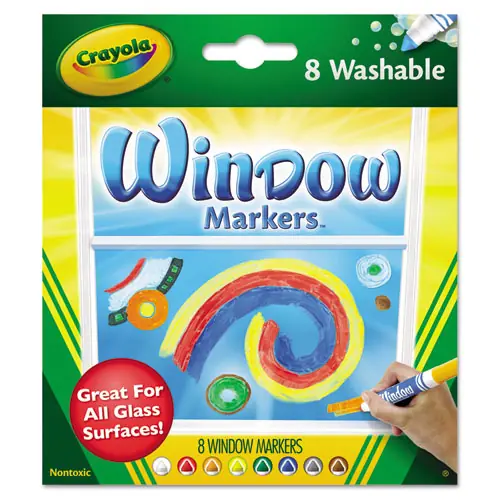 Crayola® Washable Window FX Marker, Broad Bullet Tip, Assorted Colors, 8/Pack