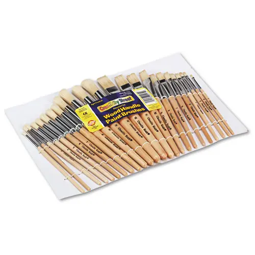 Creativity Street® Preschool Brush Set, Sizes 1-12, Natural Bristle, Flat and Round Profiles, 24/Set