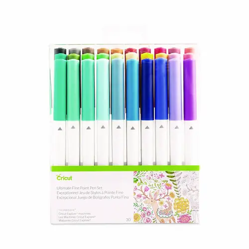 Cricut® Ultimate Fine Point Porous Point Pen Set, Fine 0.4 mm, Assorted Ink Colors, White Barrel, 30/Set