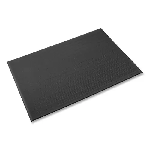 Crown Ribbed Vinyl Anti-Fatigue Mat, Rib Embossed Surface, 36" x 144", Black