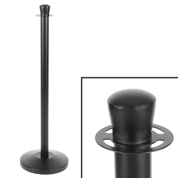 Crown Top Rope-Style Crowd Control/ Guidance Stanchion 40″ Steel in black, silver or gold