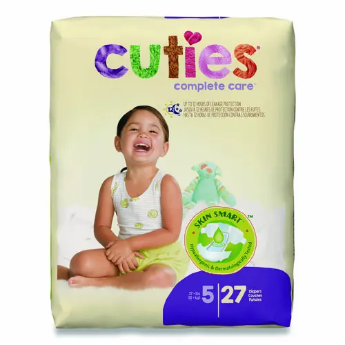 Cuties® Premium Jumbo Diapers, Size 5, Over 27 lbs, 108/Carton