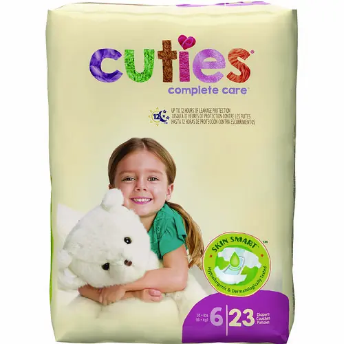 Cuties® Premium Jumbo Diapers, Size 6, 35 lbs and Up, 92/Carton