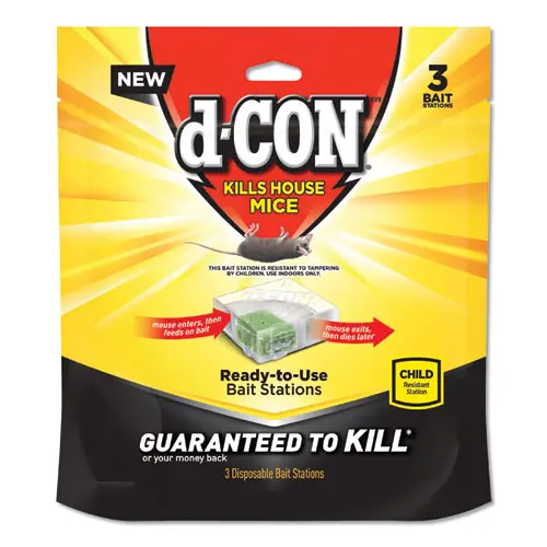 d-CON® Disposable Bait Station, 3 x 3 x 1.25, 3 Bait Stations/Pack, 6 Packs/Carton