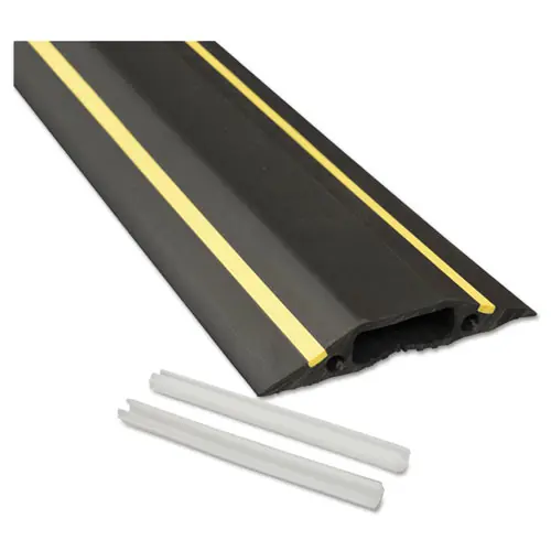D-Line® Medium-Duty Floor Cable Cover, Black with Yellow Stripe, 3.25 x 0.5 x 6 ft
