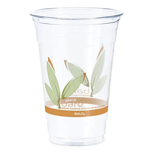 Dart® Bare Eco-Forward RPET Cold Cups, 20 oz, Leaf Design, 50/Pack, 12 Packs/Carton