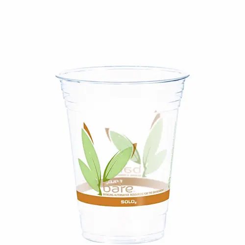 Dart® Bare Eco-Forward RPET Cold Cups, 16 oz to 18 oz, Plastic, Leaf Design, Clear