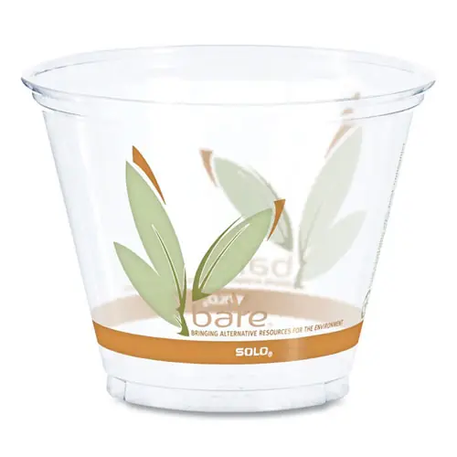 Dart® Bare Eco-Forward RPET Cold Cups, 9 oz, Plastic, Leaf Design, 1,000/Carton