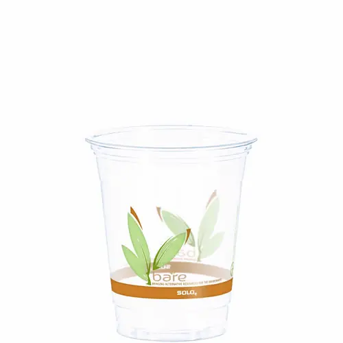 Dart® Bare Eco-Forward RPET Cold Cups, Squat, 12 oz to 14 oz, Plastic, Leaf Design, 50/Pack