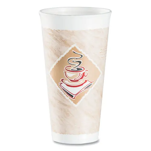Dart® Cafe G Foam Hot/Cold Cups, 20 oz, Brown/Red/White, 20/Pack