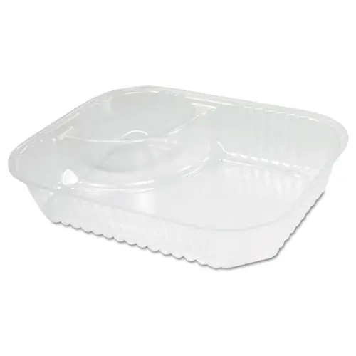 Dart® ClearPac Large Nacho Tray, 2 Compartments, 3.3 oz, Clear Plastic, 500/Carton