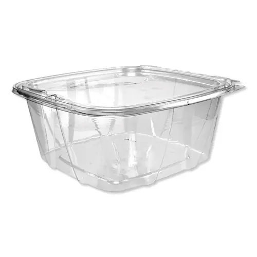 Dart® ClearPac SafeSeal Tamper-Resistant/Evident Containers, Flat Lid, 64 oz, Clear, Plastic