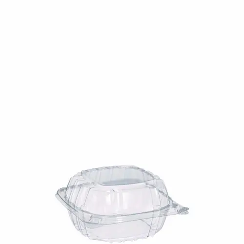 Dart® ClearSeal Hinged-Lid Plastic Containers, Clear, Plastic, 125/Pack, 4 Packs/Carton