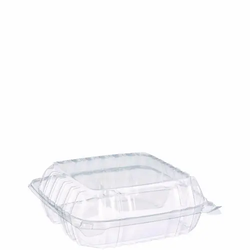 Dart® ClearSeal Hinged-Lid Plastic Containers, Clear, 8.25" x 8.25" x 3", 125/Pack, 2 Packs/Carton