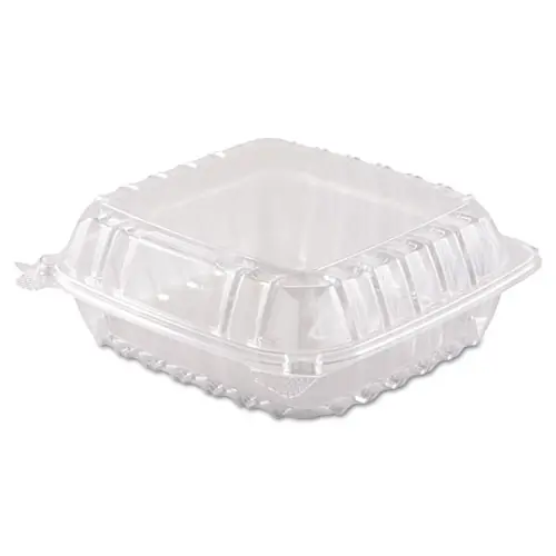 Dart® ClearSeal Hinged-Lid Plastic Containers, Clear, 8.3" x 8.3" x 3", 250/Carton