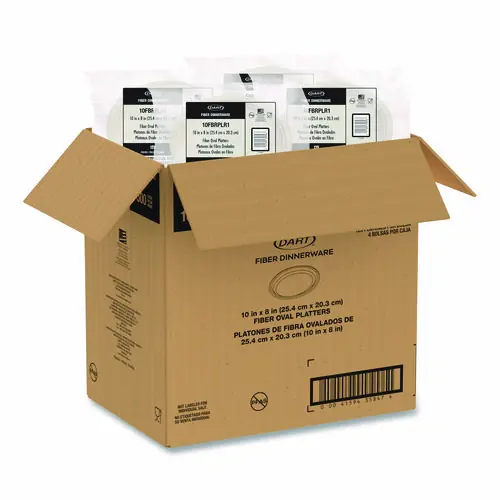 Dart® Compostable Molded Fiber Dinnerware Platter, 10" Diameter, Natural, 500/Carton