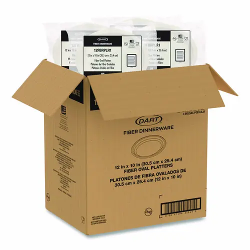 Dart® Compostable Molded Fiber Dinnerware Platter, 12" Diameter, Natural, 500/Carton (Non-Stock Item - Extended Delivery Time)