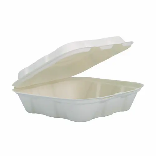 Dart® Compostable Molded Fiber Hinged Trays, ProPlanet Seal, Ivory, 200/Carton